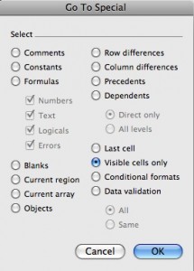 Selecting Visible Cells Only in Excel